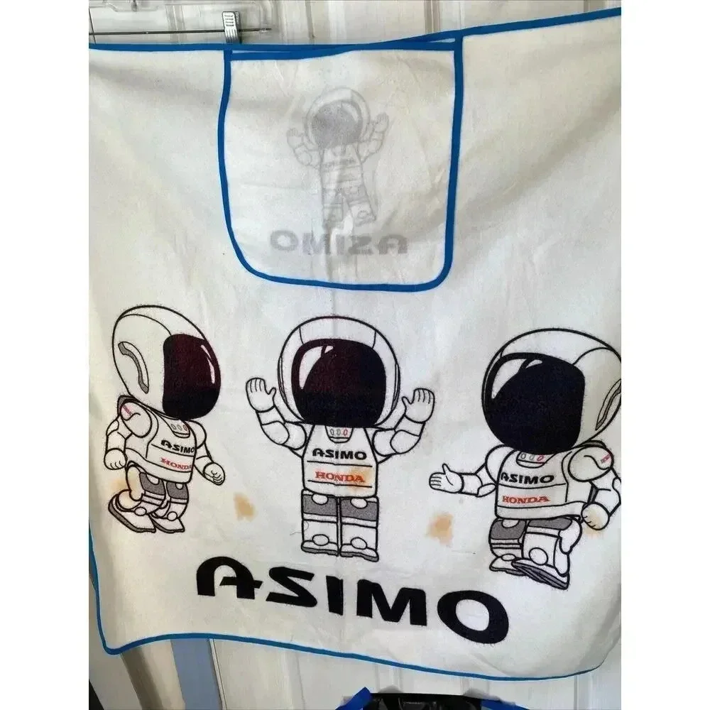 VTG Asimo Honda Flannel Baby Blanket Towel/ Bedding Japan Brand 34x34 White Blue